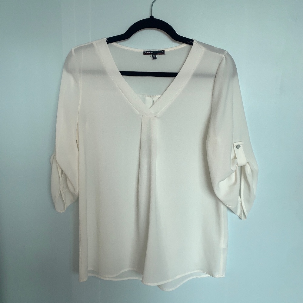 🦋 Love Culture White V Neck 3/4 Sleeve Blouse